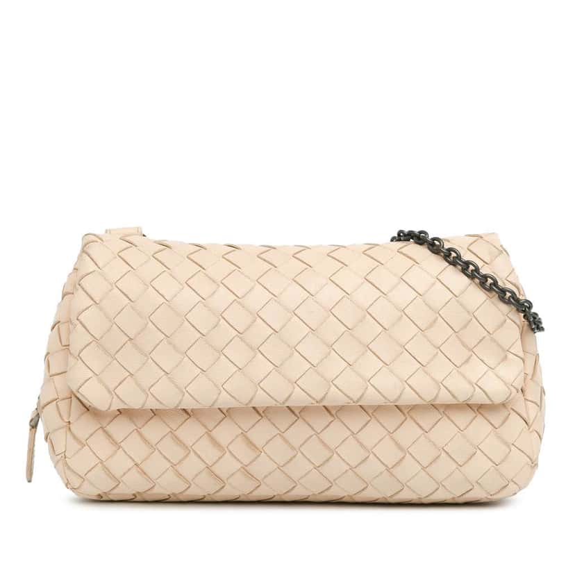 Bottega Veneta Mini Intrecciato Expandable Chain Crossbody Pink Leather Very good condition - Front View