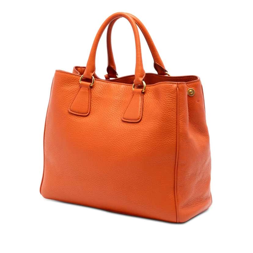Prada Vitello Daino Open Convertible Tote Orange Leather Very good condition - Back View