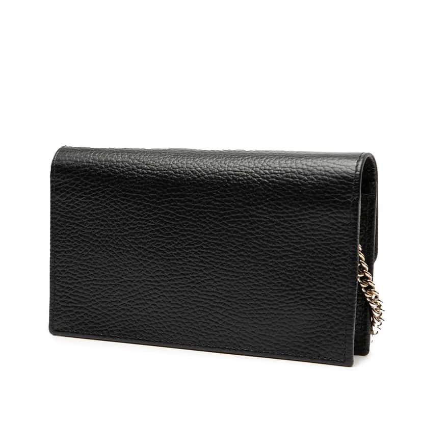 Gucci Interlocking G Dollar Calfskin Wallet on Chain Black Leather Very good condition - Back View