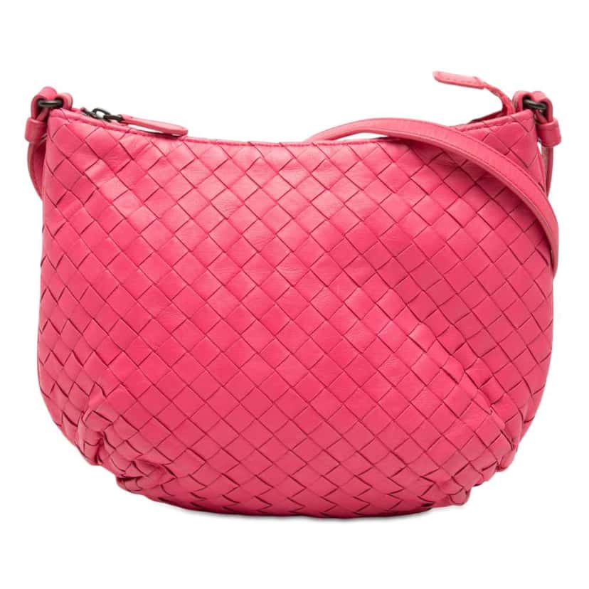 Bottega Veneta Small Nappa Intrecciato Crossbody Pink Leather Very good condition - Front View