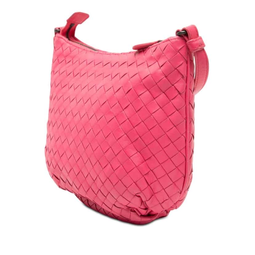 Bottega Veneta Small Nappa Intrecciato Crossbody Pink Leather Very good condition - Back View