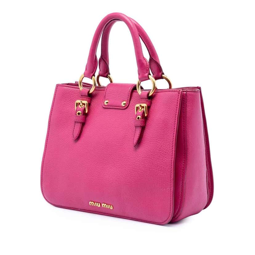 Miu Miu Goatskin Madras Satchel Pink Leather Very good condition - Back View