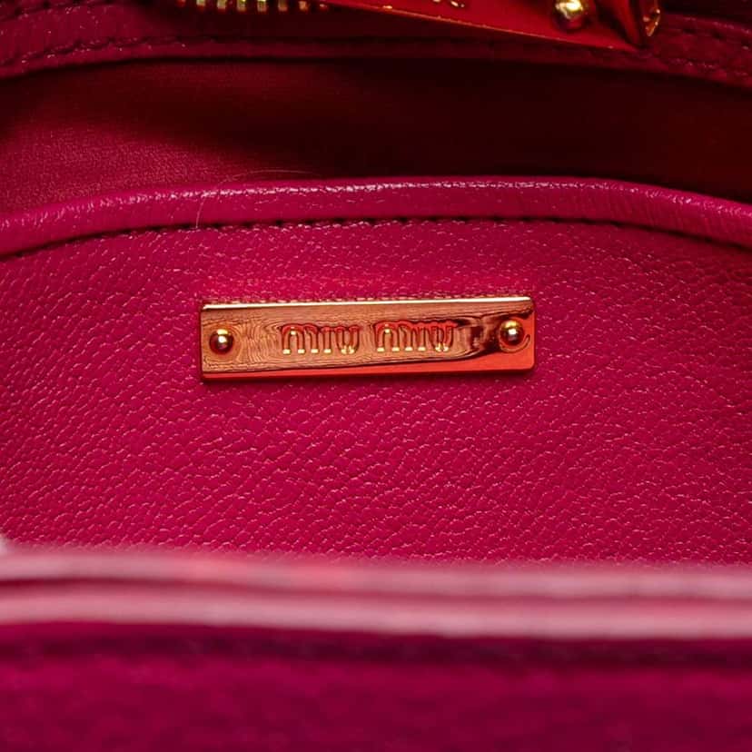 Miu Miu Goatskin Madras Satchel Pink Leather Very good condition - Box View