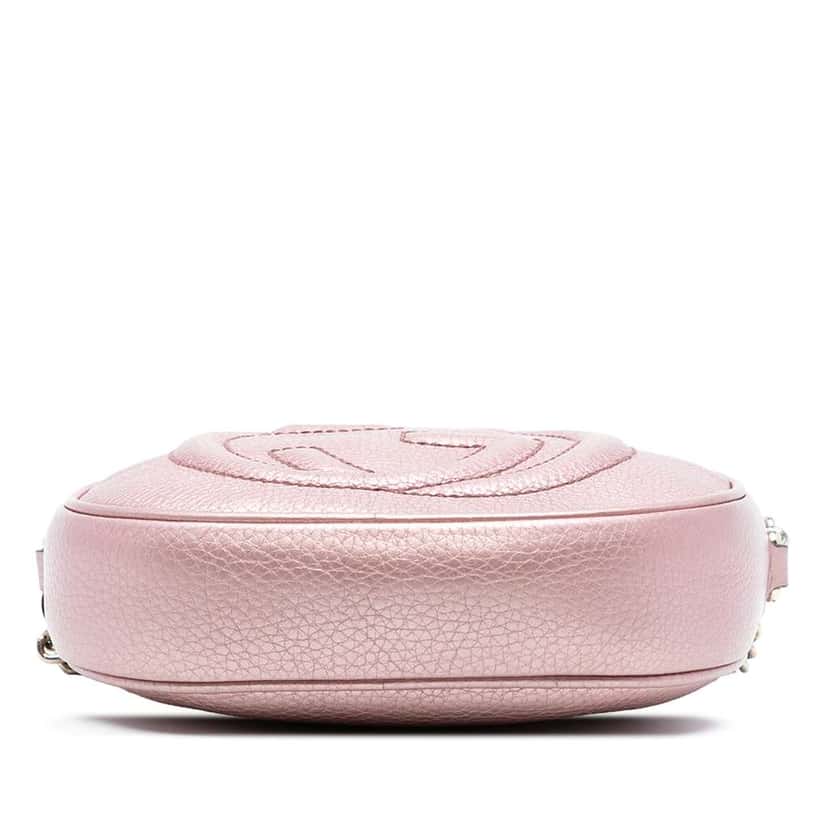 Gucci Mini Metallic Pebbled Calfskin Soho Chain Crossbody Pink Leather Very good condition - Inside View