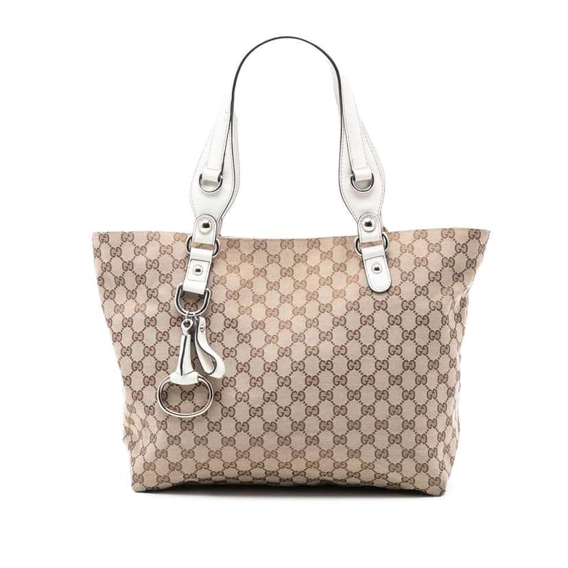 Gucci Medium GG Canvas Icon Bit Tote Brown Canvas Very good condition - Front View