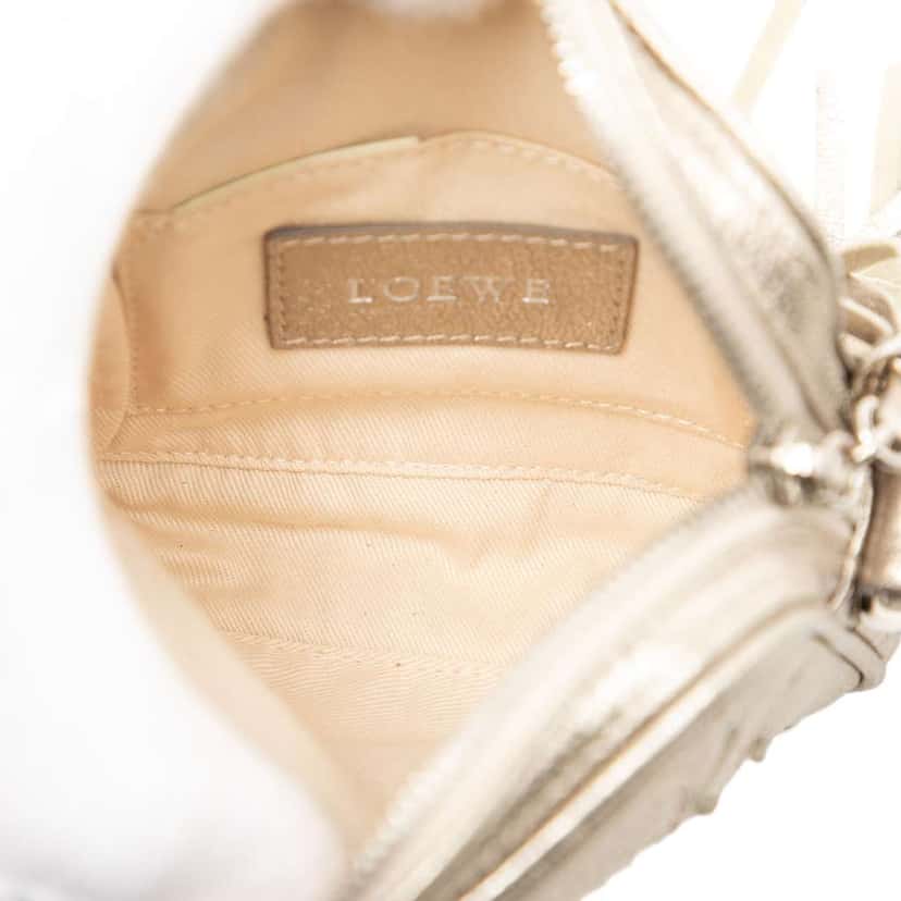 Loewe Mini Metallic Goatskin Anagram Tassel Crossbody Silver Leather Very good condition - Model View