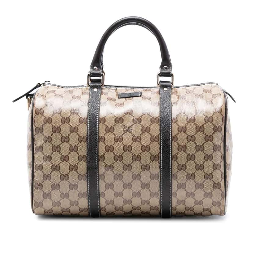 Gucci Medium GG Crystal Joy Boston Bag Brown Canvas Very good condition - Front View
