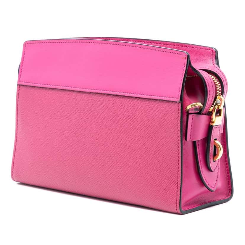 Prada Saffiano and City Calf Esplanade Crossbody Pink Leather Good condition - Back View