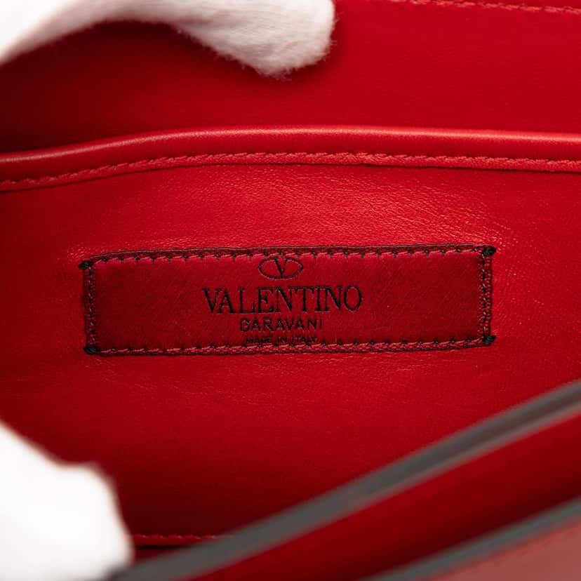 Valentino Leather Rockstud Turnlock Chain Crossbody Red Leather Very good condition - Box View