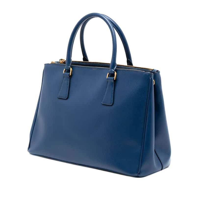 Prada Medium Saffiano Lux Galleria Double Zip Satchel Blue Leather Very good condition - Back View