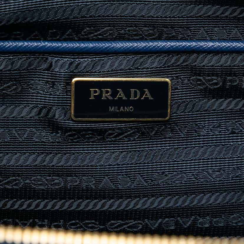 Prada Medium Saffiano Lux Galleria Double Zip Satchel Blue Leather Very good condition - Box View