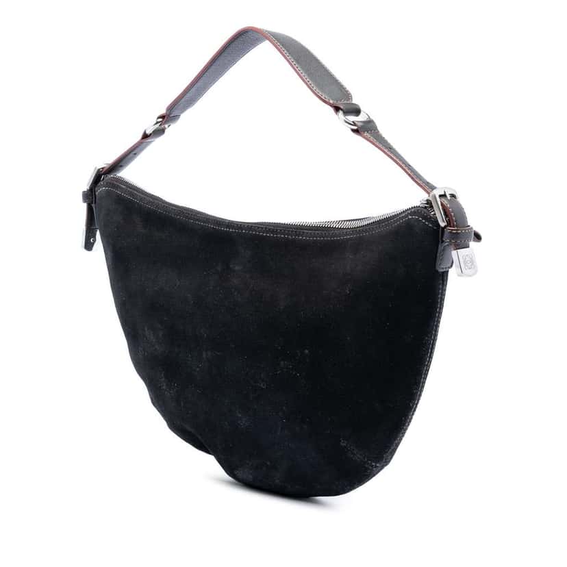 Loewe Suede Studded Anagram Hobo Black Leather Very good condition - Back View