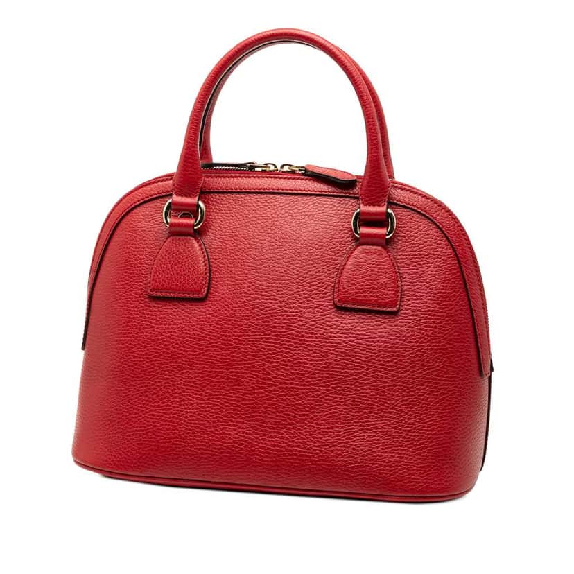 Gucci Small Dollar Calfskin GG Charm Dome Satchel Red Leather Very good condition - Back View