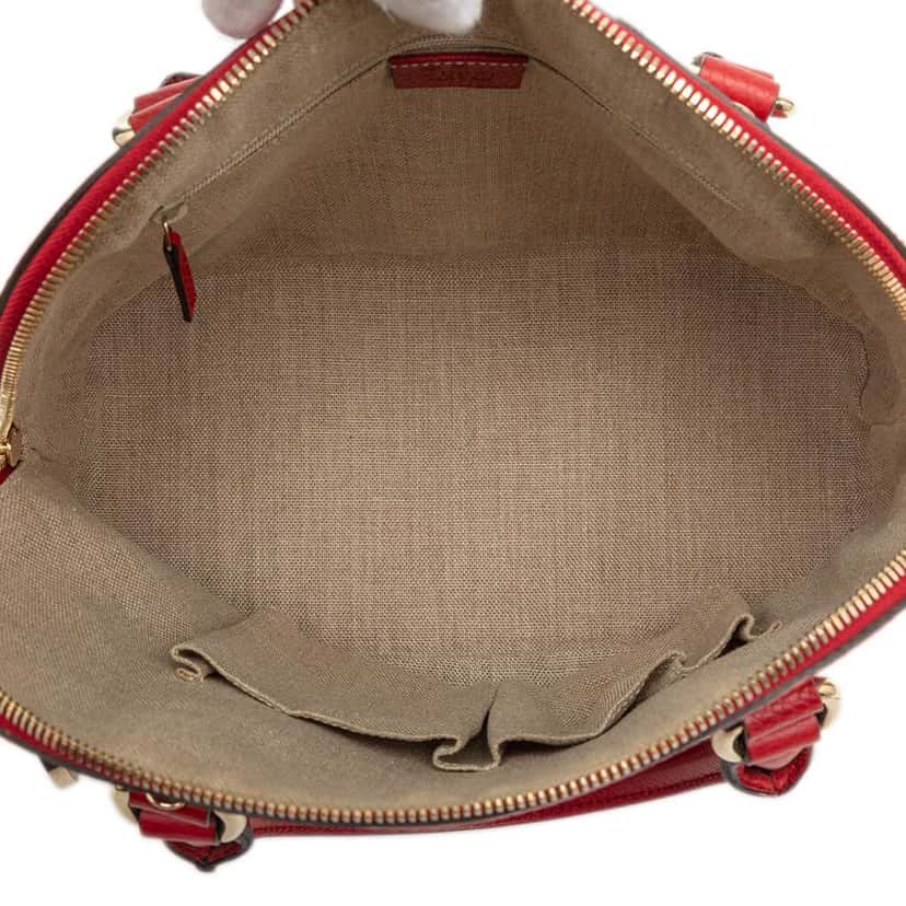 Gucci Small Dollar Calfskin GG Charm Dome Satchel Red Leather Very good condition - Model View