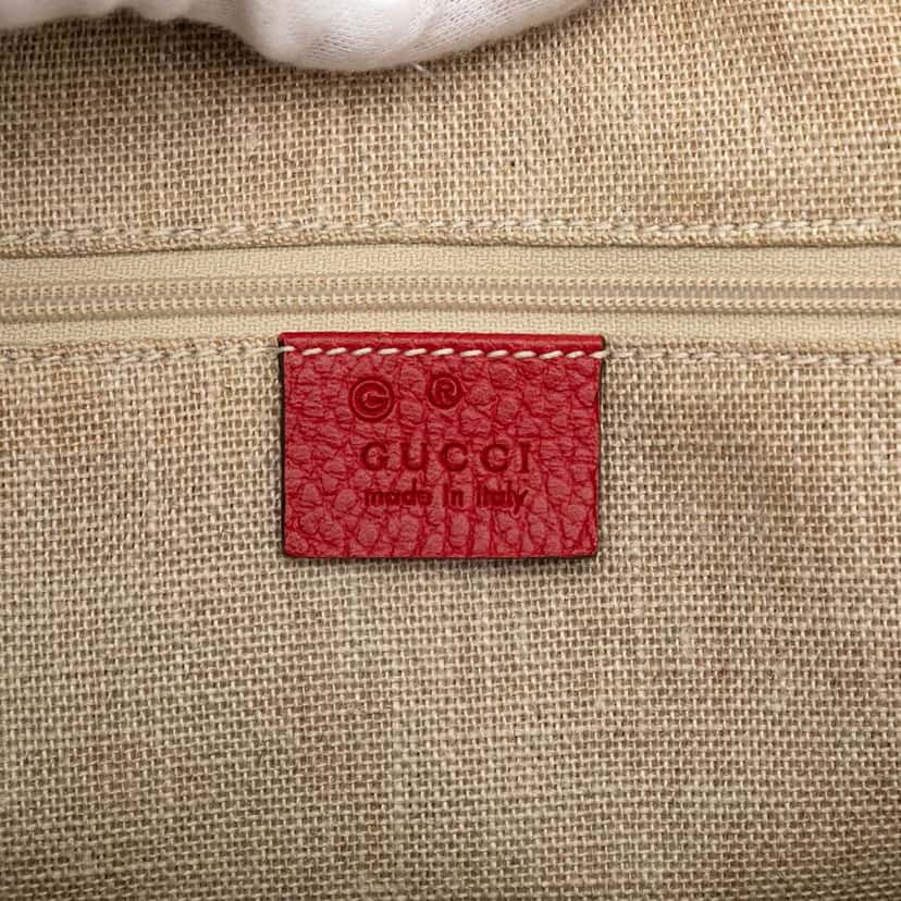 Gucci Small Dollar Calfskin GG Charm Dome Satchel Red Leather Very good condition - Box View