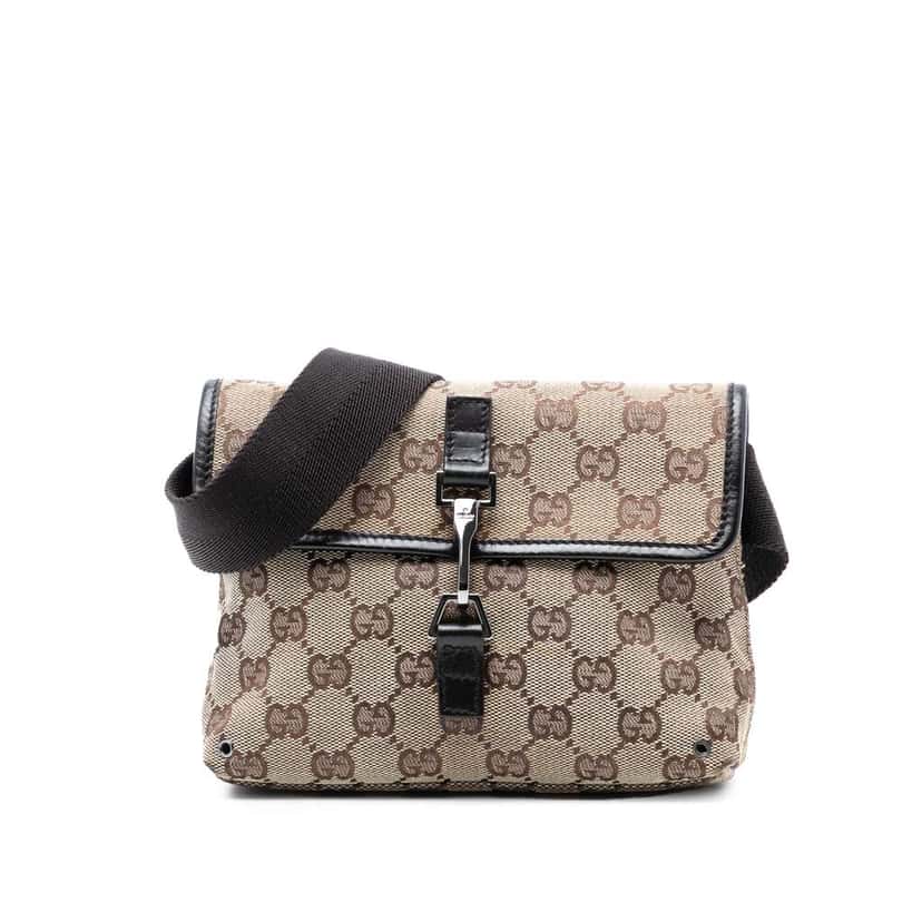Gucci GG Canvas Jackie Belt Bag Brown Canvas Very good condition - Front View