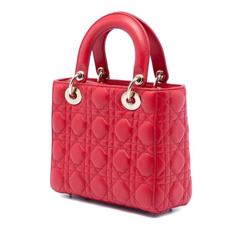 Dior Small Lambskin Cannage MyABCDior Lady Dior Red Leather Very good condition - Back View