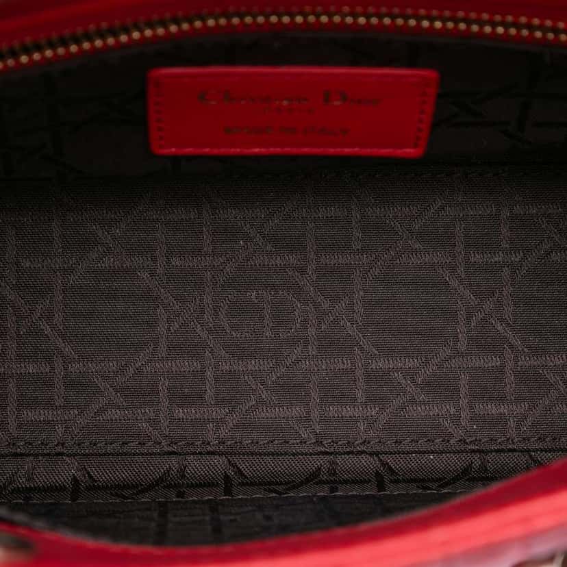 Dior Small Lambskin Cannage MyABCDior Lady Dior Red Leather Very good condition - Model View