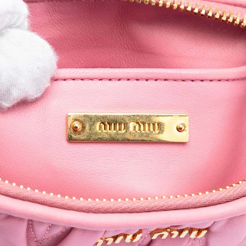 Miu Miu Matelasse Lambskin Leather Clutch Pink Leather Very good condition - Box View