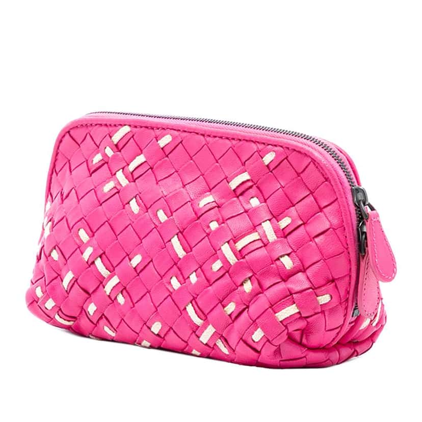 Bottega Veneta Nappa Intrecciato Pouch Pink Leather Very good condition - Back View