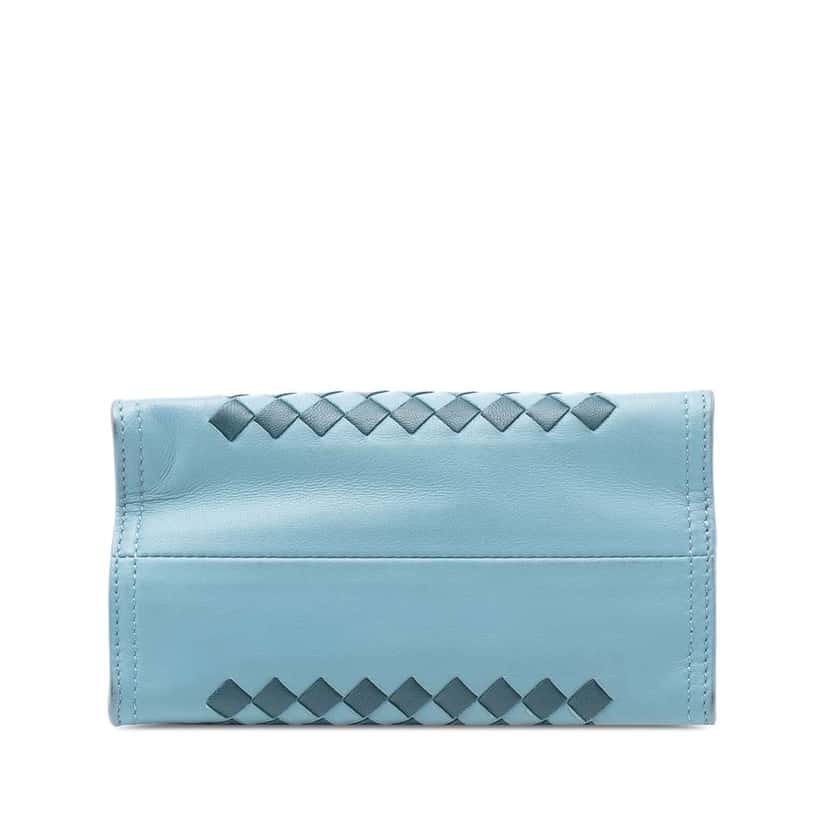 Bottega Veneta Nappa Intrecciato Chain Wallet Blue Leather Very good condition - Inside View