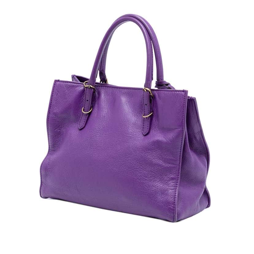 Balenciaga Mini Leather Papier A4 Zip Around Tote Purple Leather Very good condition - Back View
