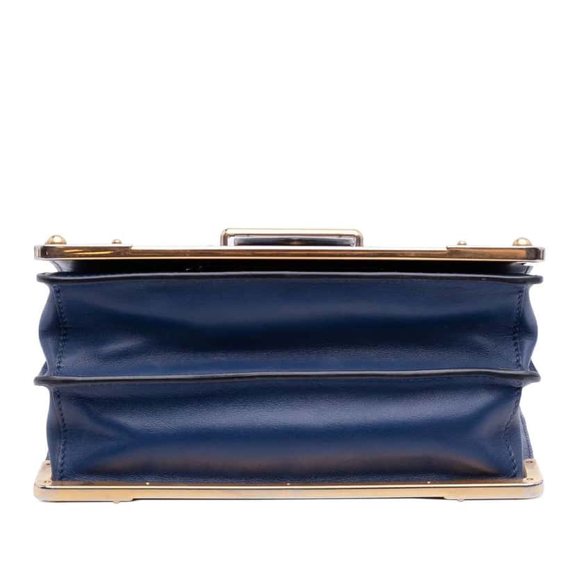 Prada Saffiano Trimmed City Calf Cahier Crossbody Blue Leather Very good condition - Inside View