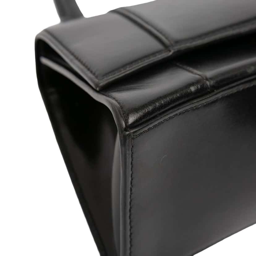 Balenciaga Small Shiny Box Calfskin Hourglass Top Handle Bag Black Leather Very good condition - Model View