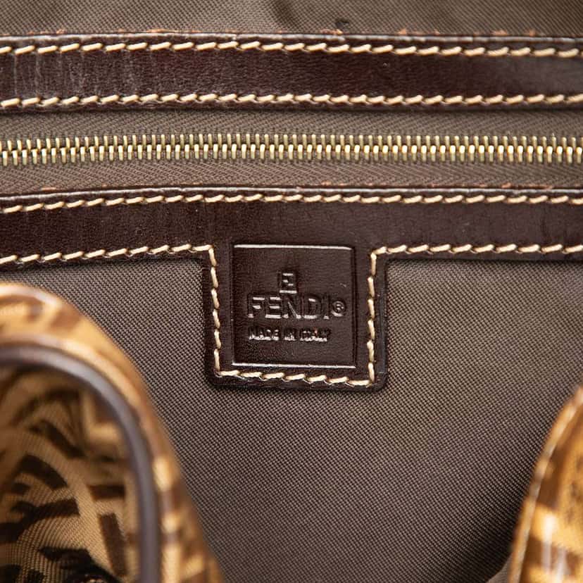 Fendi Zucchino Crystal Handbag Brown Canvas Very good condition - Box View