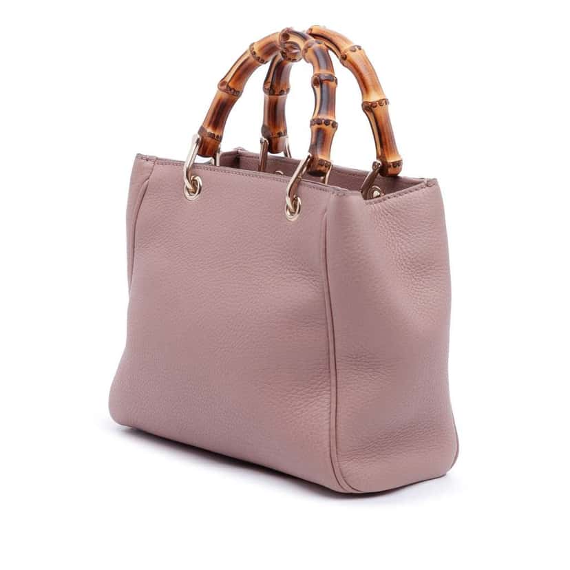 Gucci Mini Calfskin Bamboo Shopper Satchel Pink Leather Very good condition - Back View