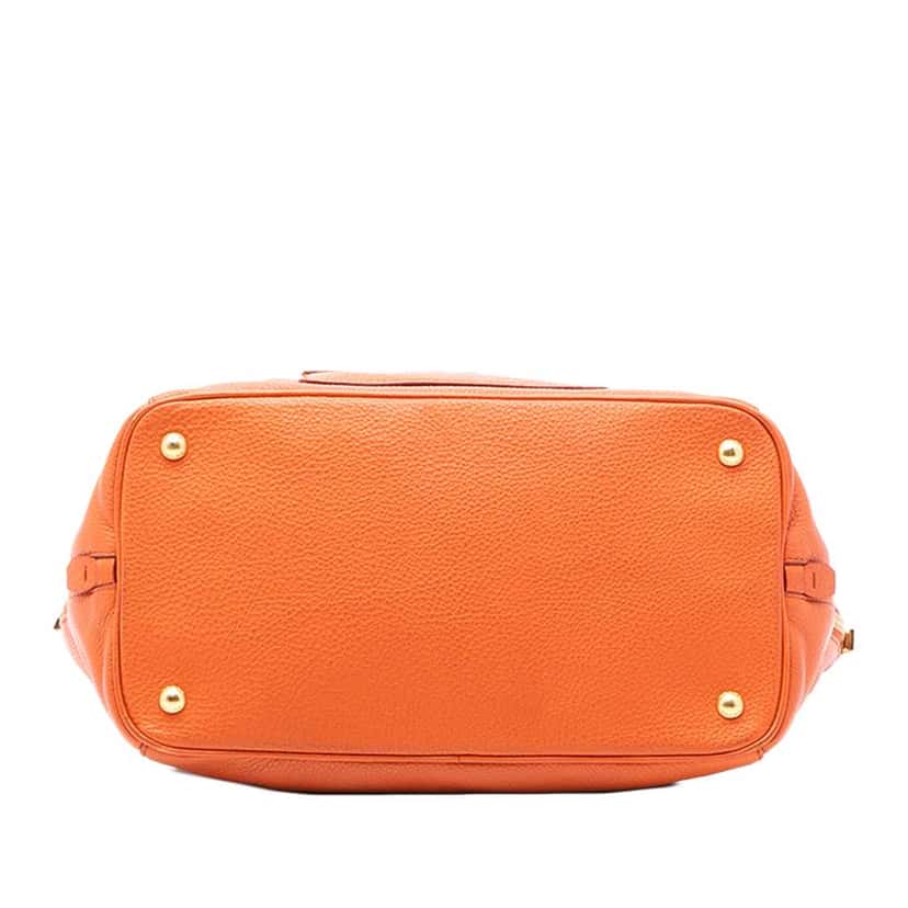 Prada Vitello Daino Side Zip Twin Pocket Open Convertible Tote Orange Leather Very good condition - Inside View
