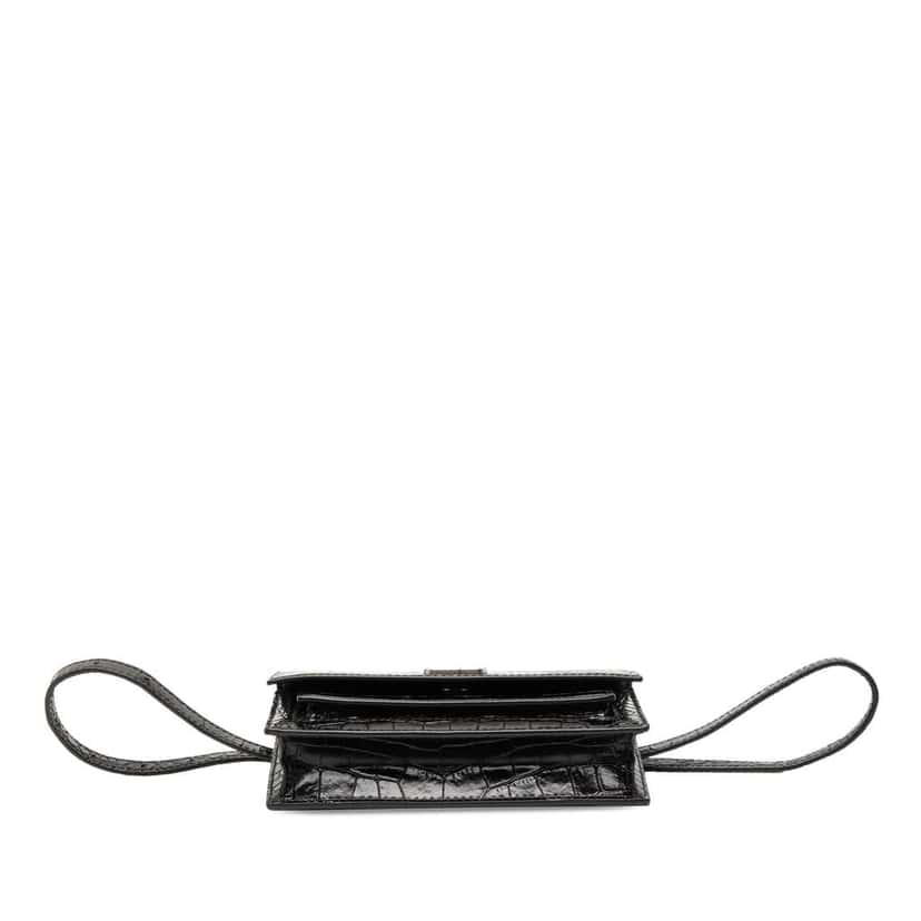 Balenciaga Croc Embossed Leather Sharp Belt Bag XS Black Leather Very good condition - Inside View