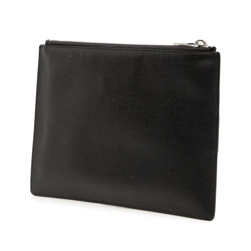 Dior Leather Bee Zip Top Pouch Black Leather Very good condition - Back View