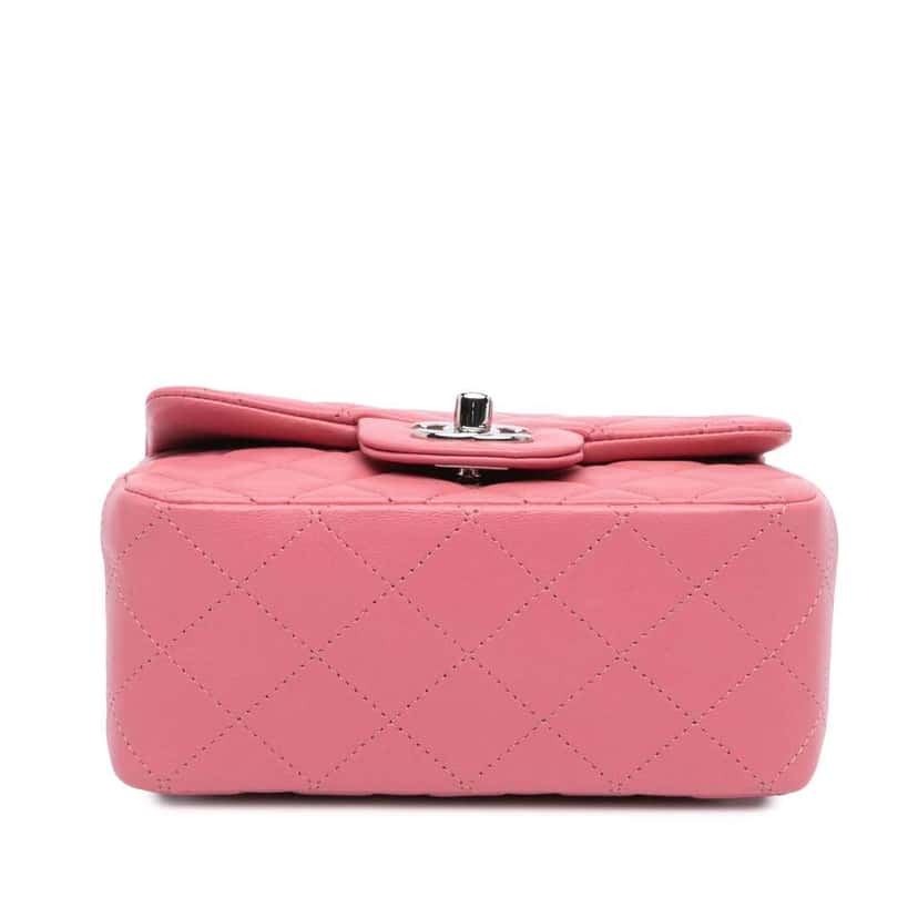 Chanel Mini Square Classic Lambskin Single Flap Pink Leather Very good condition - Inside View