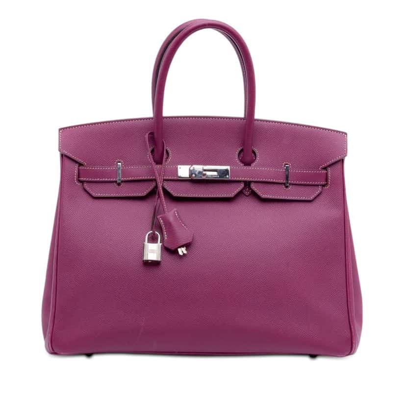 Hermès Epsom Candy Verso Birkin Retourne 35 Pink Leather Good condition - Front View