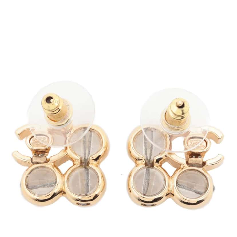 Chanel CC Gold Plated Resin Earrings Gold Metal Very good condition - Inside View
