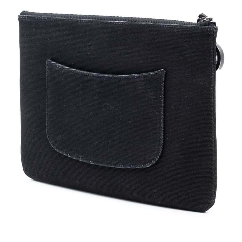 Chanel Medium Canvas La Pausa Zip O Case Clutch Black Canvas Very good condition - Back View