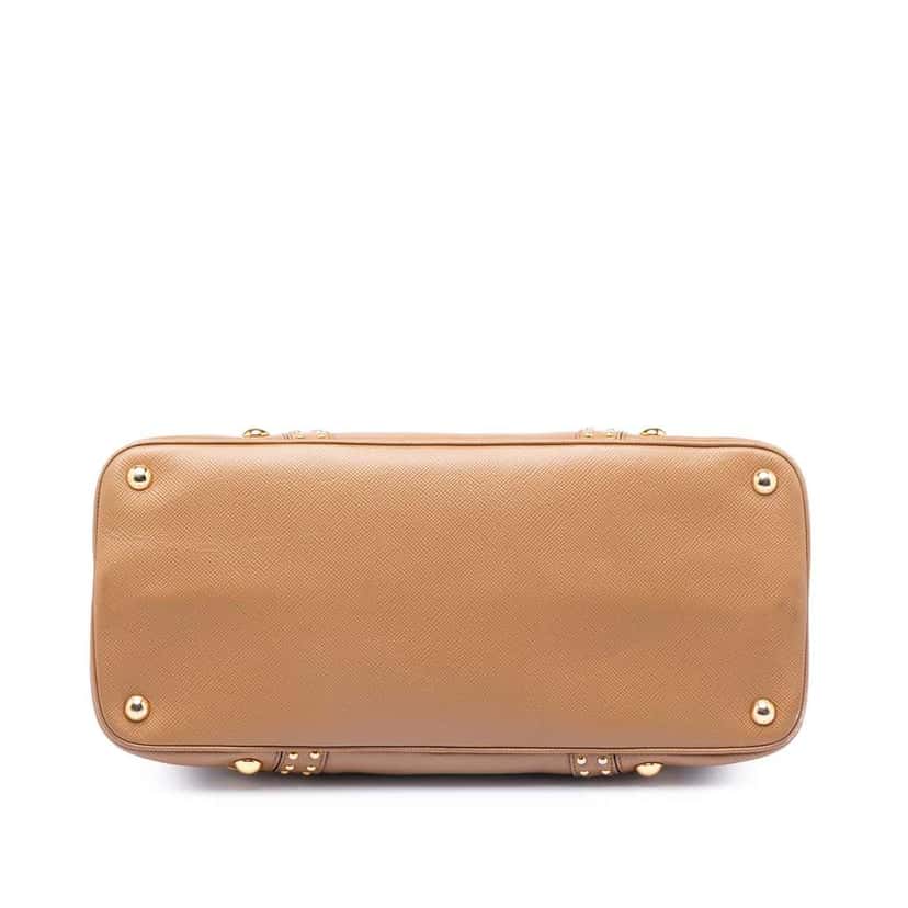 Prada Studded Saffiano Cuir Promenade Satchel Brown Leather Very good condition - Inside View