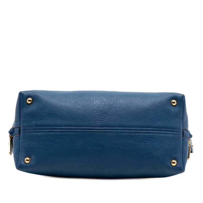 Miu Miu Goatskin Madras Convertible Side Zip Satchel Blue Leather Good condition - Inside View