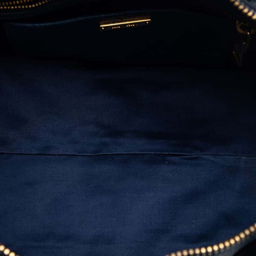 Miu Miu Goatskin Madras Convertible Side Zip Satchel Blue Leather Good condition - Model View