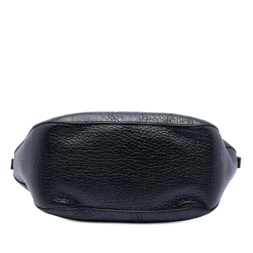 Burberry Large Heritage Grain Check Embossed Orchard Bowling Bag Black Leather Good condition - Inside View