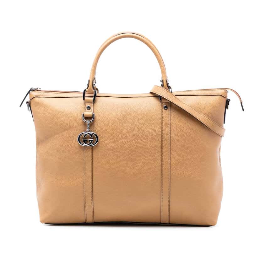 Gucci Leather GG Charm Satchel Brown Leather Very good condition - Front View