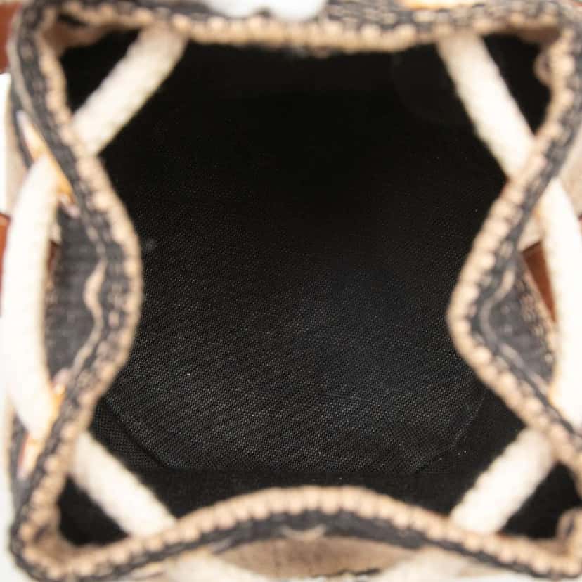 Celine Small Triomphe Raffia Drawstring Bucket Bag Brown Never worn - Model View