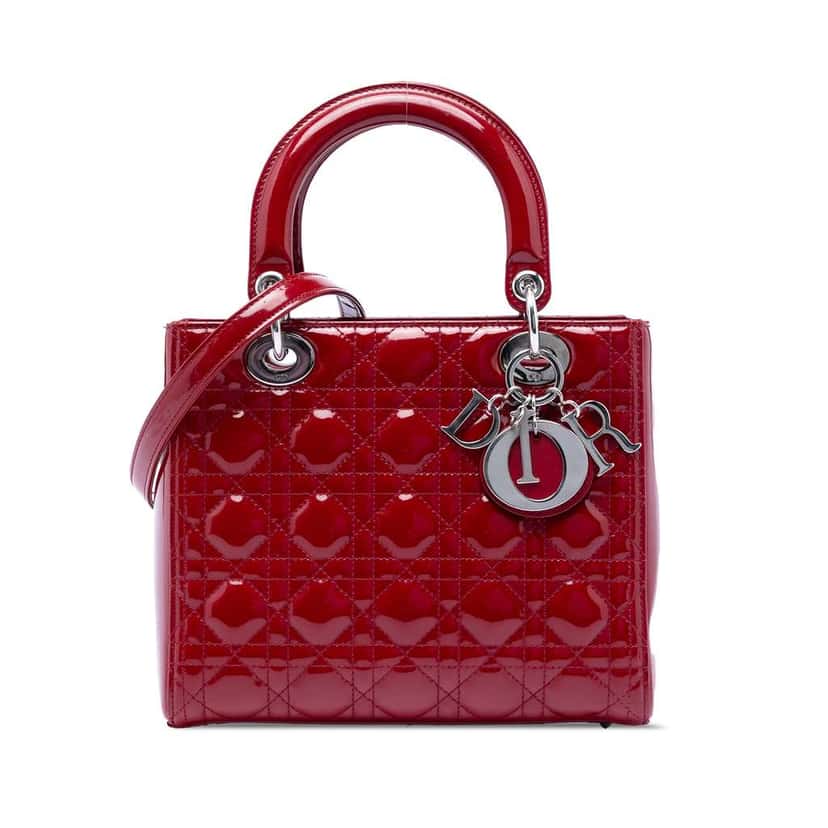 Dior Medium Patent Cannage Lady Dior Red Leather Very good condition - Front View