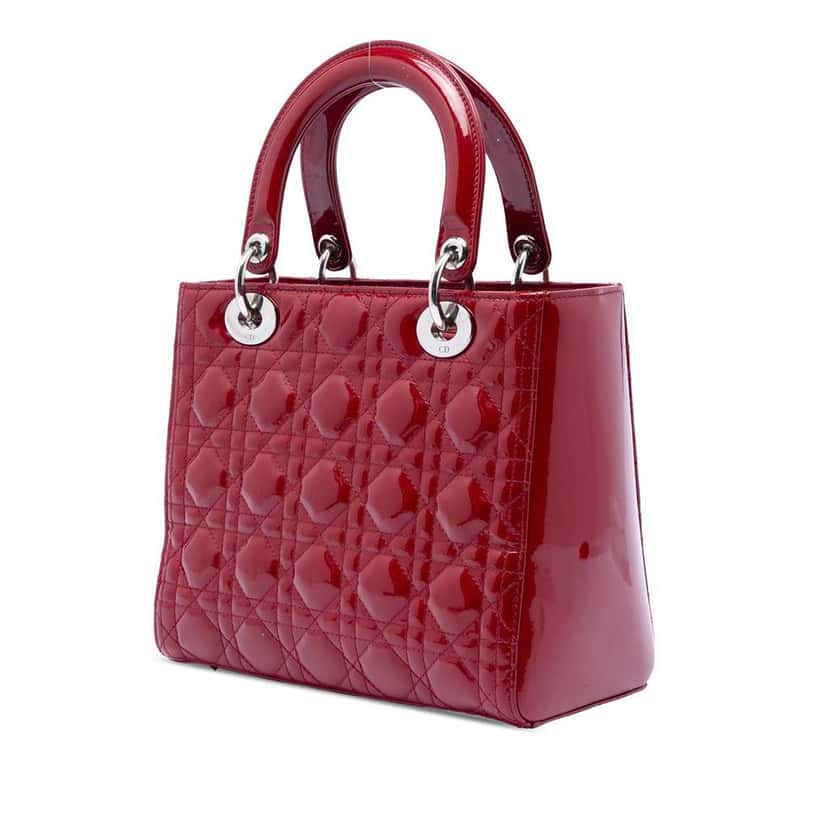 Dior Medium Patent Cannage Lady Dior Red Leather Very good condition - Back View