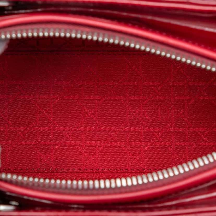 Dior Medium Patent Cannage Lady Dior Red Leather Very good condition - Model View