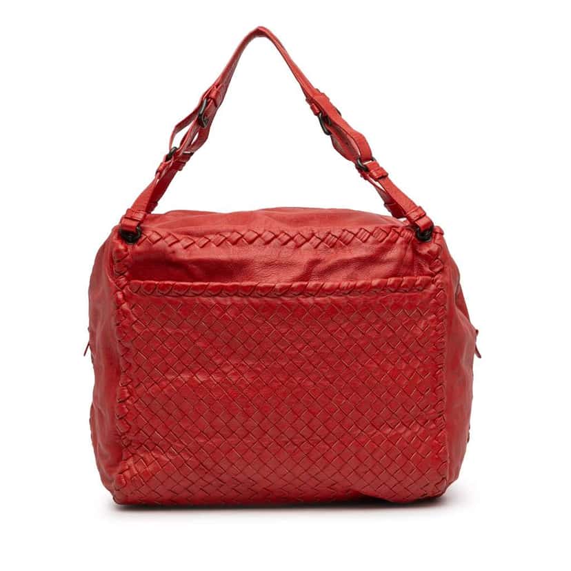 Bottega Veneta Nappa Intrecciato Cube Tote Red Leather Very good condition - Front View
