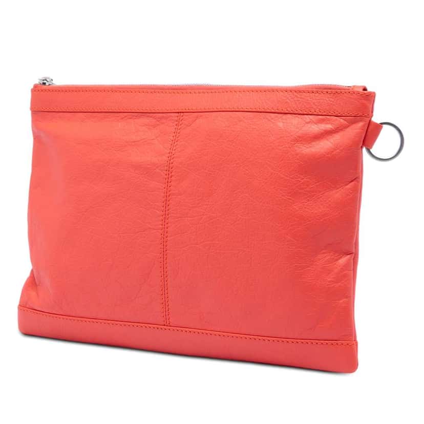 Balenciaga Lambskin Motocross Classic Clip M Clutch Orange Leather Very good condition - Back View