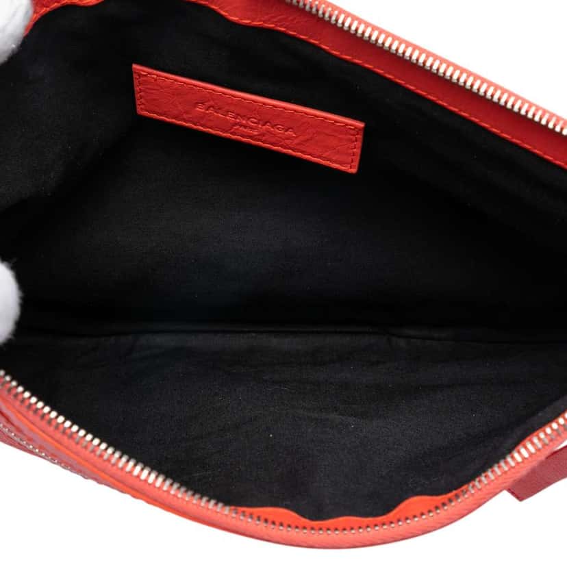 Balenciaga Lambskin Motocross Classic Clip M Clutch Orange Leather Very good condition - Model View