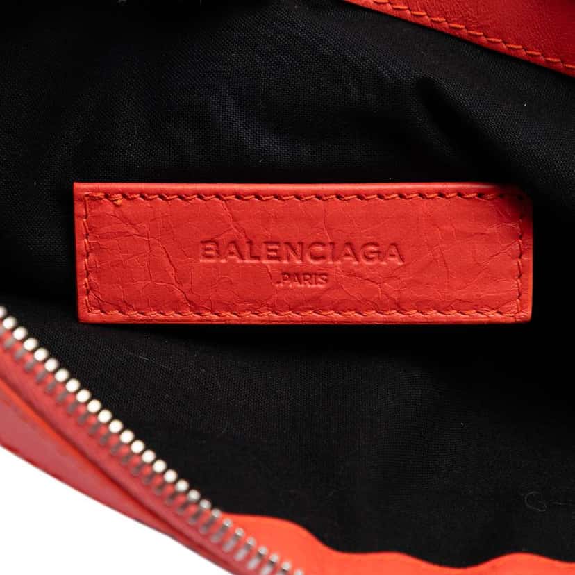 Balenciaga Lambskin Motocross Classic Clip M Clutch Orange Leather Very good condition - Box View